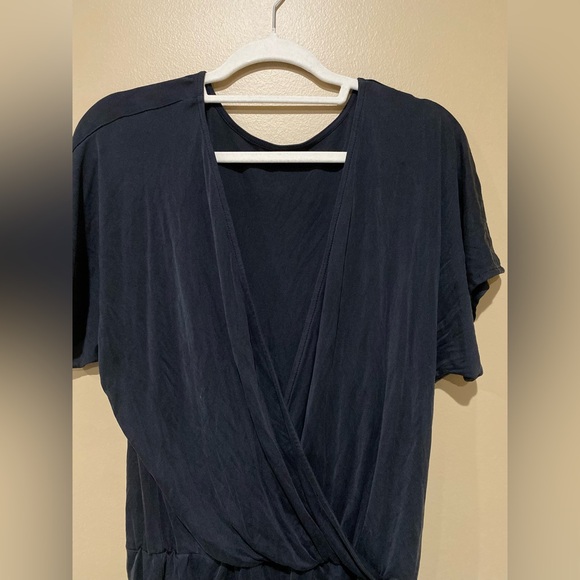 H&M Basics Short Sleeve Cross Over Black Romper Women's Size medium Stretch - Picture 4 of 5